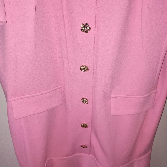 NWOT Karl Lagerfield Women's Size 14 brand New Balletcore Pink Button-Up Dress
